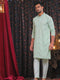 Men's Mint Green Mirror Kurta Pant Set