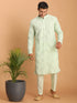 Men's Mint Green Mirror Kurta Pant Set