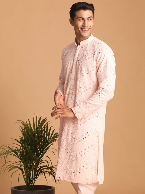Men's Pink Mirror Kurta
