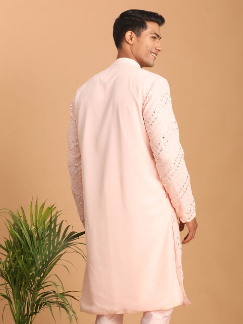 Men's Pink Mirror Kurta