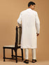 Men's White Mirror Kurta Pant Set