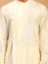 Men's Cream Pleated Kurta With Cream Pant Style Pyjama Set