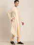 Men's Cream Pleated Kurta With Churidar Set