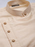 Men's Cream Pleated Kurta With Churidar Set