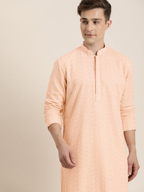 Men's Pink Ethnic Chikankari Kurta