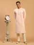 Men's Pink Ethnic Chikankari Kurta Pant Set