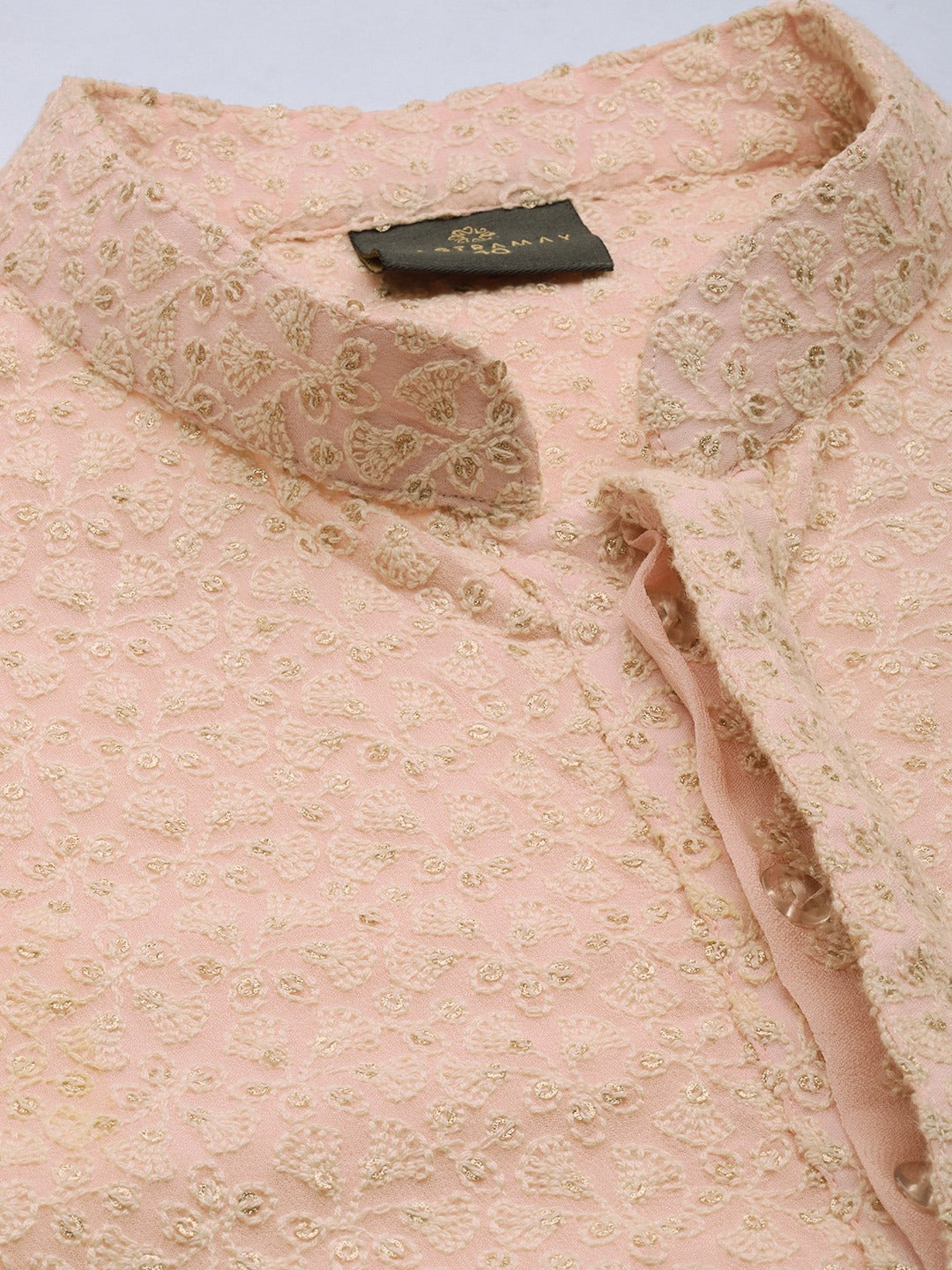 Men's Pink Ethnic Chikankari Kurta Pyjama Set