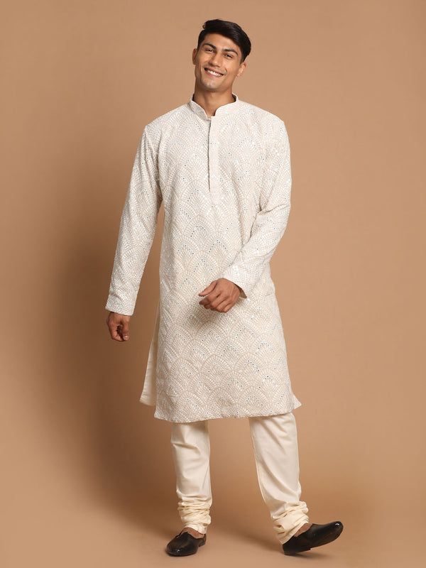 Men's Grey Ethnic Mirror Kurta With Pyjama Set
