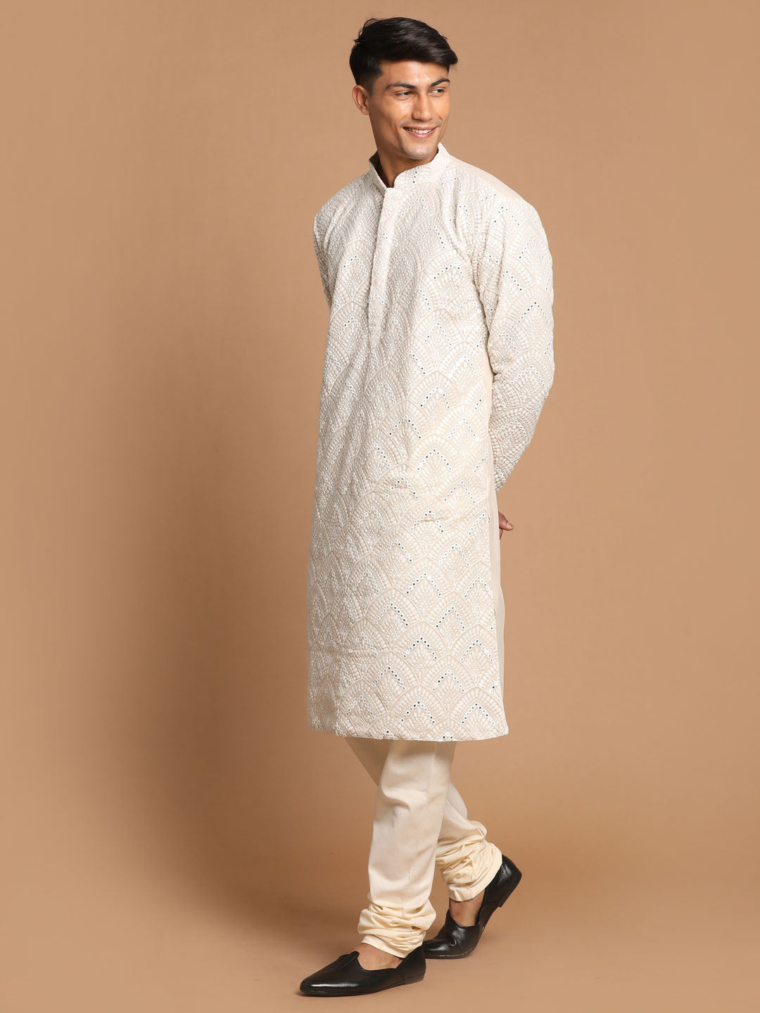 Men's Grey Ethnic Mirror Kurta With Pyjama Set