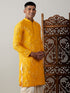 Men's Yellow Embroidered Kurta