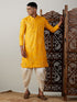 Men's Yellow Embroidered Kurta Dhoti Set