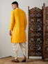 Men's Yellow Embroidered Kurta Dhoti Set