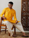 Men's Yellow Embroidered Kurta Dhoti Set
