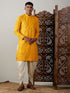 Men's Yellow Embroidered Kurta Dhoti Set