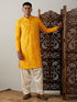 Men's Yellow Embroidered Kurta Patiala Set