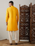 Men's Yellow Embroidered Kurta Patiala Set