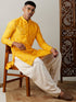Men's Yellow Embroidered Kurta Patiala Set
