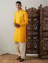 Men's Yellow Embroidered Kurta Patiala Set