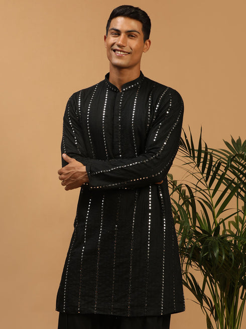 Men's Black Mirror Kurta