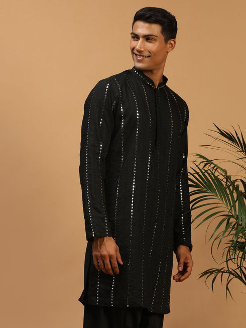Men's Black Mirror Kurta