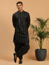 Men's Black Mirror Kurta Dhoti Set