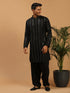 Men's Black Mirror Kurta With Patiala Set