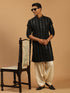 Men's Black Mirror Kurta With Patiala Set
