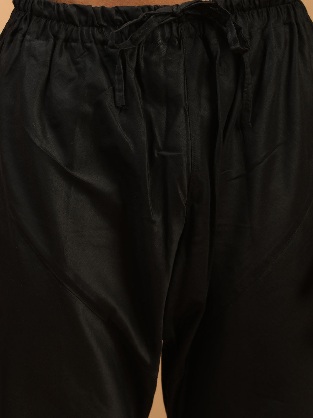 Men's Black Mirror Kurta Pyjama And Dupatta Set