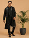 Men's Black Mirror Kurta Pyjama And Dupatta Set