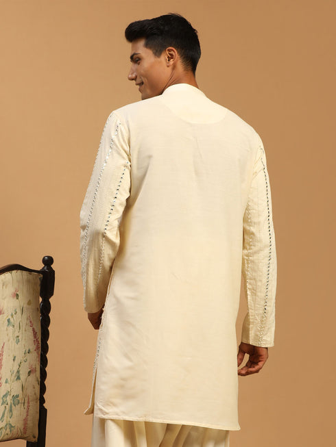 Men's Cream Mirror Kurta
