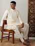 Men's Cream Mirror Kurta Dhoti Set