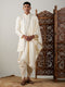 Men's Cream Mirror Kurta Dhoti And Dupatta Set
