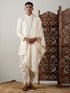 Men's Cream Mirror Kurta Dhoti And Dupatta Set