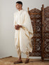 Men's Cream Mirror Kurta Dhoti And Dupatta Set