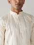 Men's Cream Mirror Kurta Dhoti And Dupatta Set