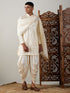 Men's Cream Mirror Kurta Dhoti And Dupatta Set