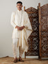 Men's Cream Mirror Kurta Dhoti And Dupatta Set