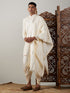 Men's Cream Mirror Kurta Dhoti And Dupatta Set