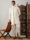 Men's Cream Mirror Kurta Dhoti And Dupatta Set