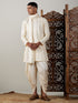 Men's Cream Mirror Kurta Dhoti And Dupatta Set