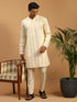 Men's Cream Mirror Kurta Pant Set