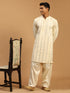 Men's Cream Mirror Kurta With Patiala Set