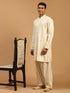 Men's Cream Mirror Kurta With Patiala Set