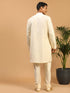 Men's Cream Vertical Mirror Kurta Pyjama Set