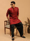 Men's Maroon Mirror Kurta With Patiala Set