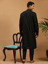 Men's Black Viscose Kurta With Pant Set