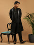 Men's Black Viscose Kurta Pant And Dupatta Set