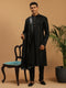 Men's Black Viscose Kurta Pant And Dupatta Set