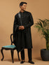 Men's Black Viscose Kurta Pant And Dupatta Set