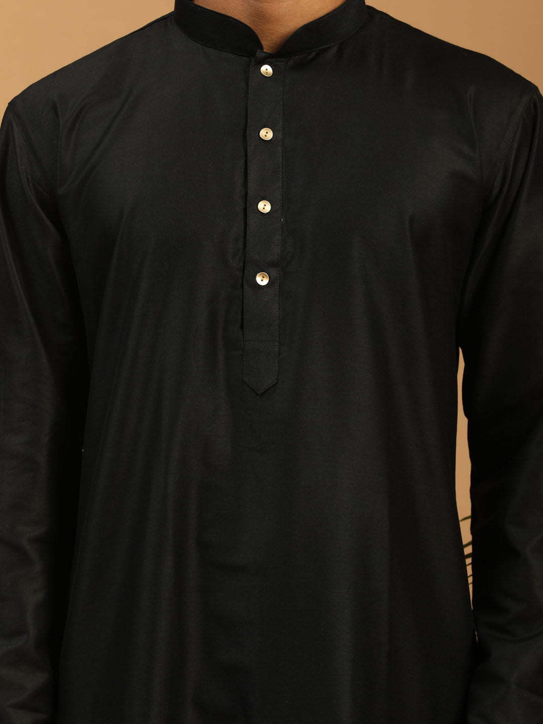 Men's Black Viscose Kurta Pant And Dupatta Set